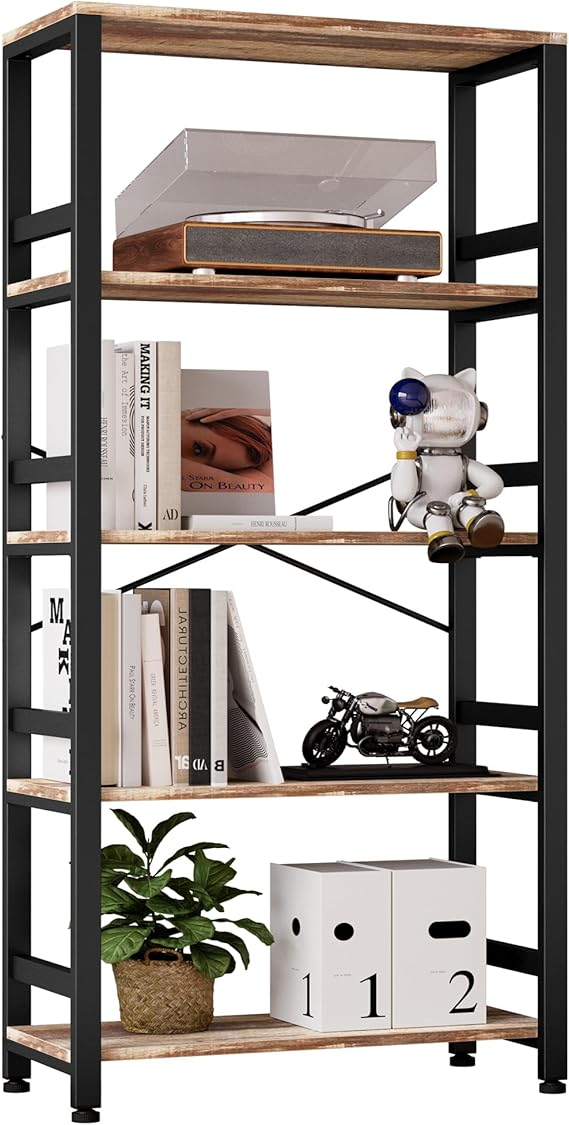 5-Tier Ladder Bookshelf, 31.5" Wide, Industrial Style