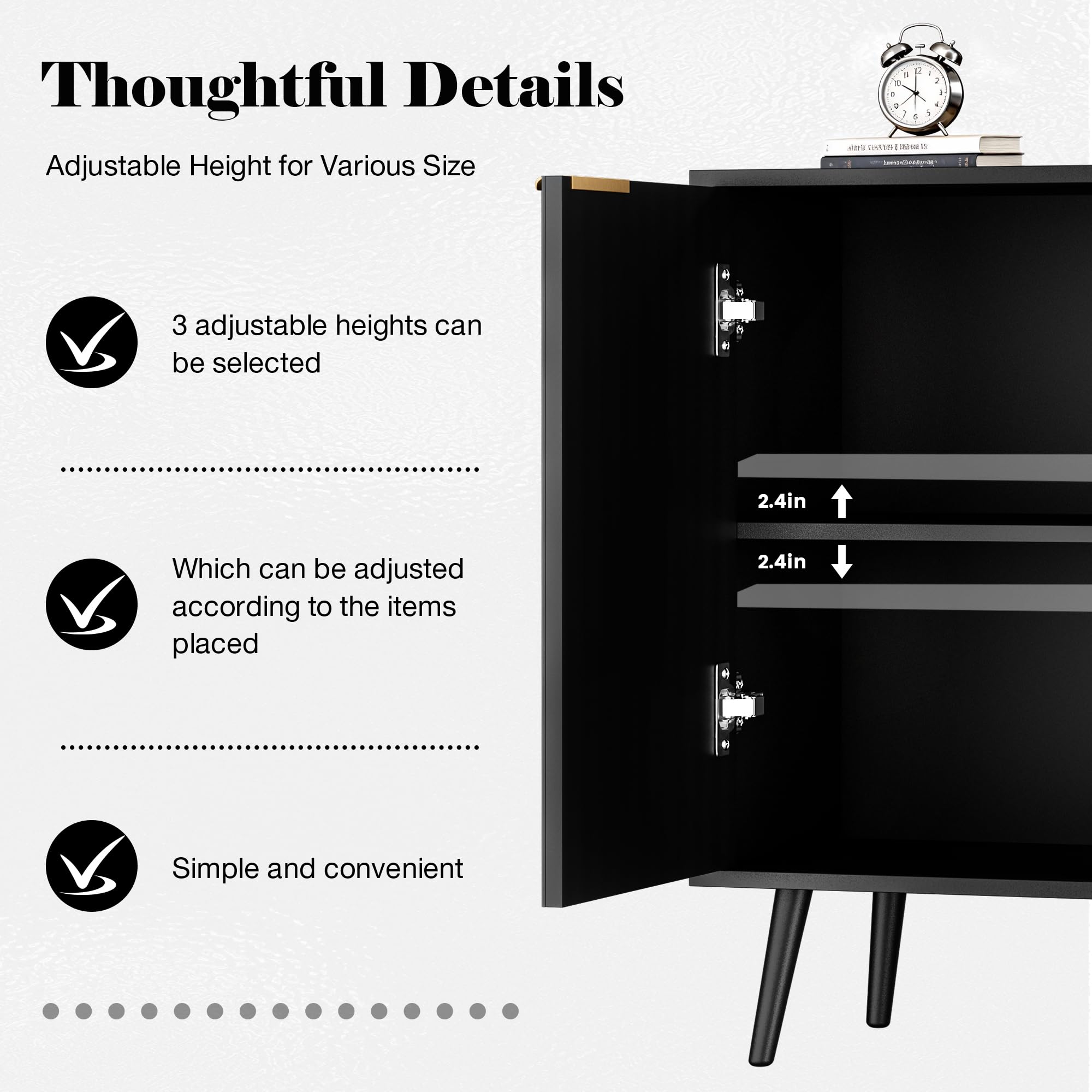 Fluted Buffet Cabinet Sideboard with 2 Doors