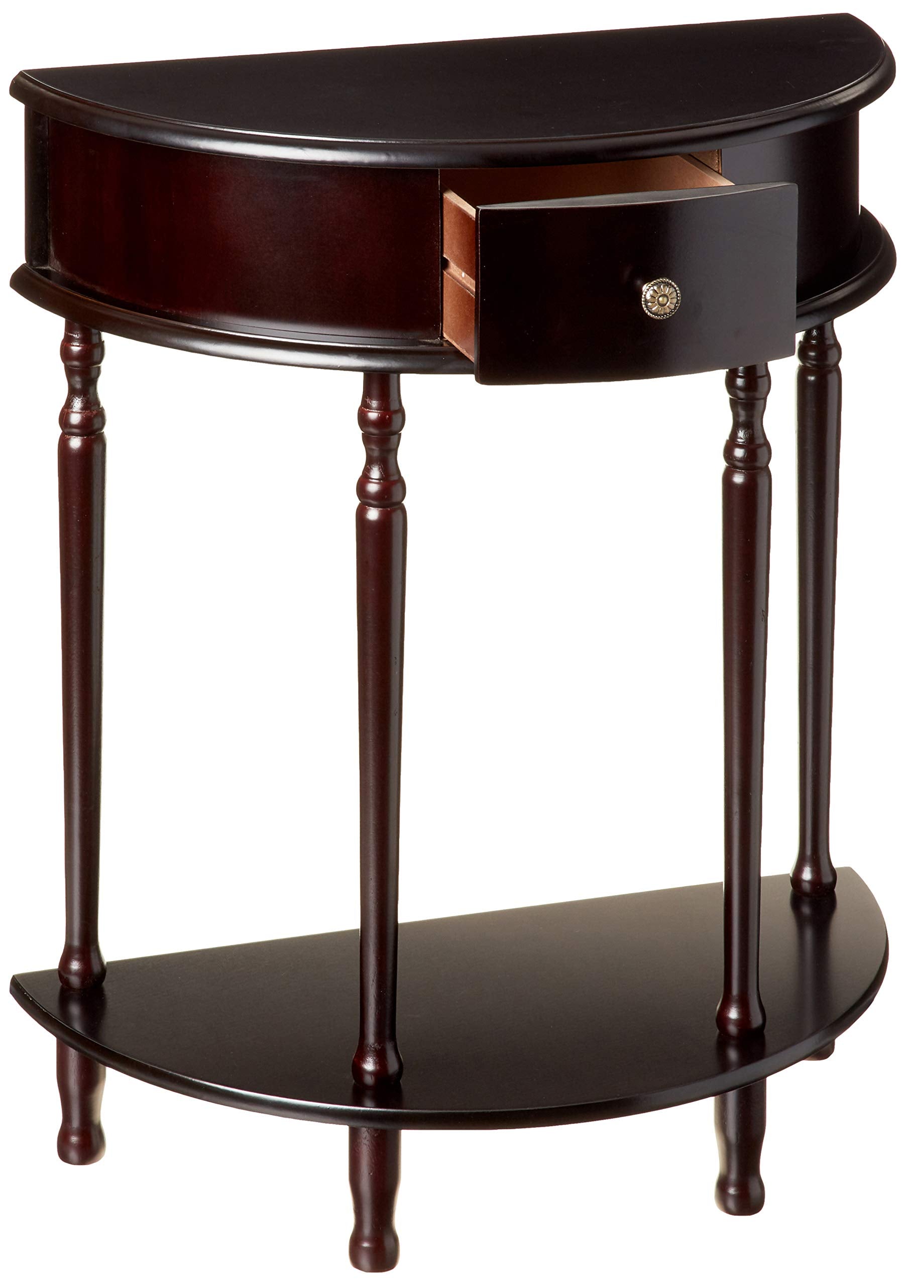 Crescent End Table with Drawer & Lower Shelf