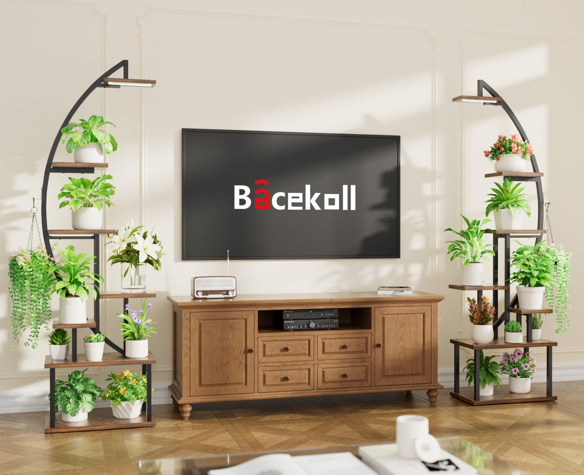 BACEKOLL Plant Stand with Grow Lights 2 Pack Tall Indoor Plant Shelf 64"