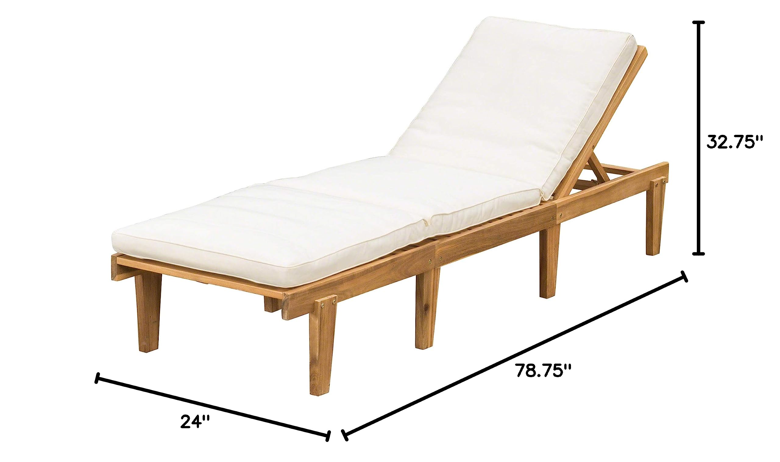 Acacia Wood Chaise Lounge with Cushion