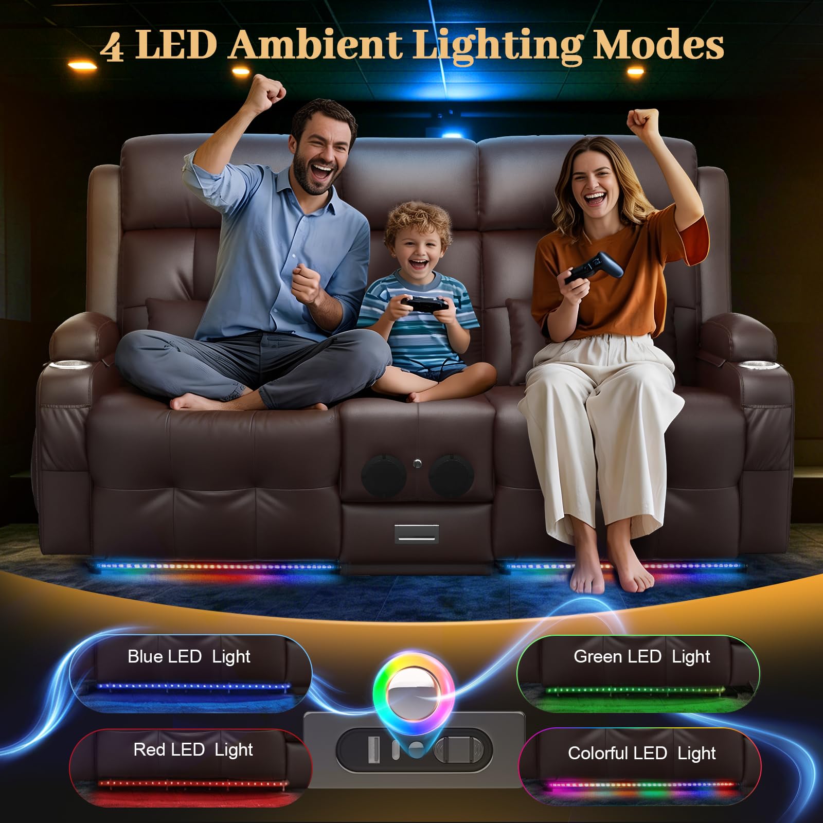 Power Reclining Loveseat with Console & Home Theater Seating