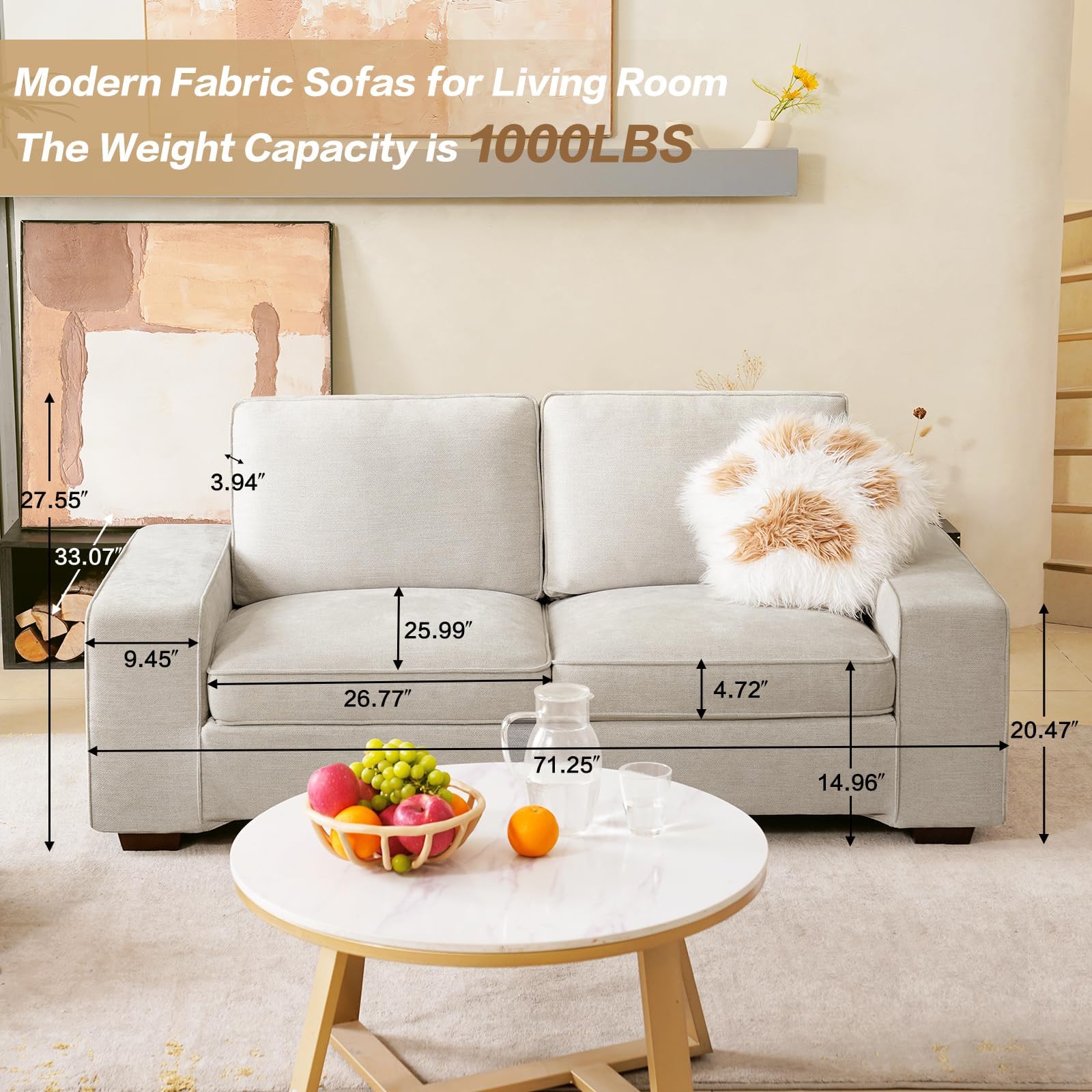 2-Seater Chenille Loveseat Sofa