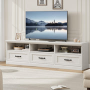 Garvee 70 Inch Mid-Century Modern TV Stand for 65/70/75 in TV, Entertainment Center with 3 Storage Drawers & Open Shelves, Media Cabinet for Living Room Bedroom, Antique White