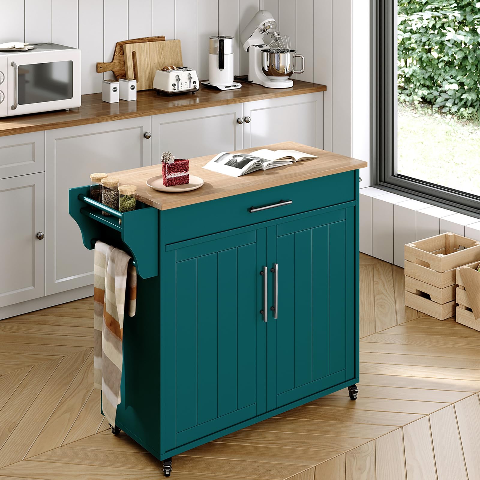 Rolling Kitchen Island Cart with Storage
