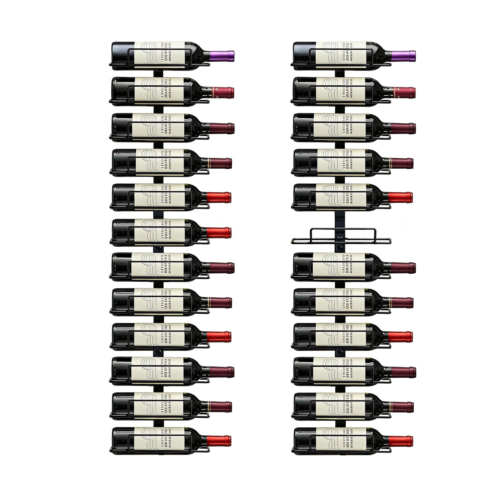 Msrorriw Wall Mount Wine Rack – 24 Bottles – Black Metal Wine Bottle Holder for Wall, Wine Rack Display for Home Bar, Kitchen