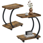 C-Shaped End Table Set of 2 with Wheels