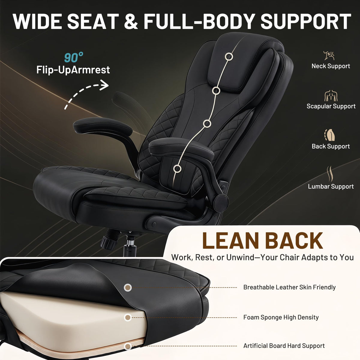 Office Chair with Inflatable Lumbar Support