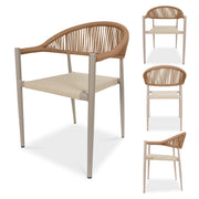 TWT Patio Chairs Set of 4, Outdoor Stackable Dining Chairs for All Weather, Breathable Textilene Garden Furniture for Backyard Deck, Aluminum Alloy Frame, PE Rattan, Light Brown