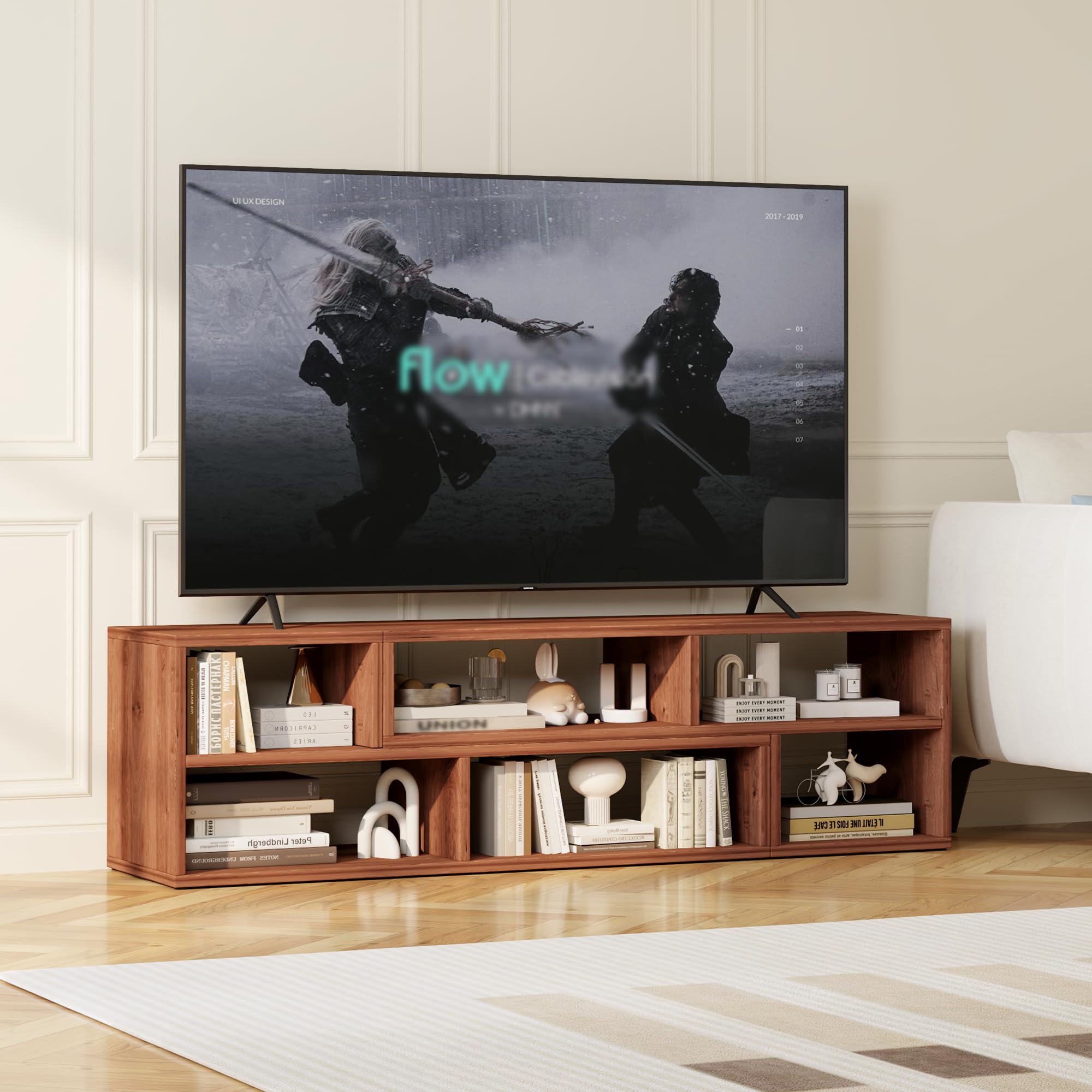 2-Piece Bookshelf TV Stand with Storage
