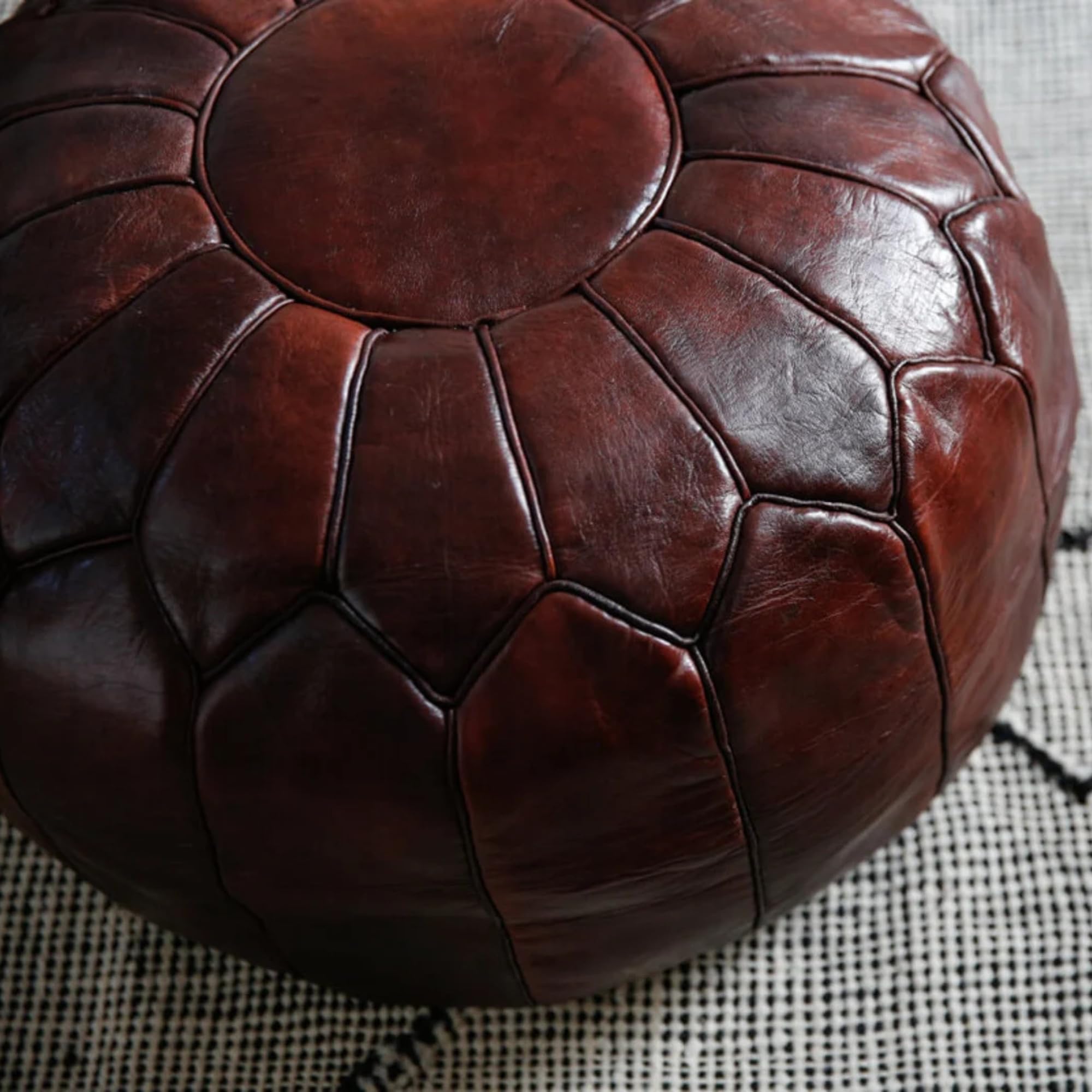 Moroccan Leather Pouf Ottoman