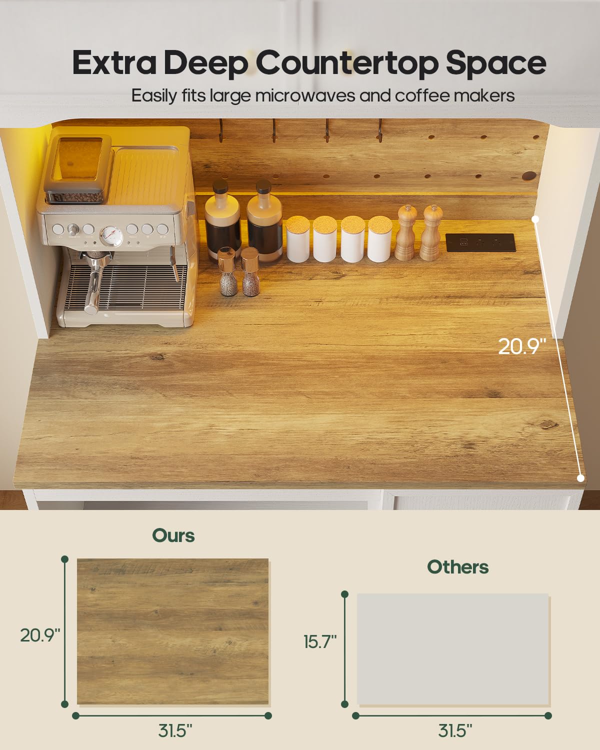 Coffee Bar Hutch with Fridge Space