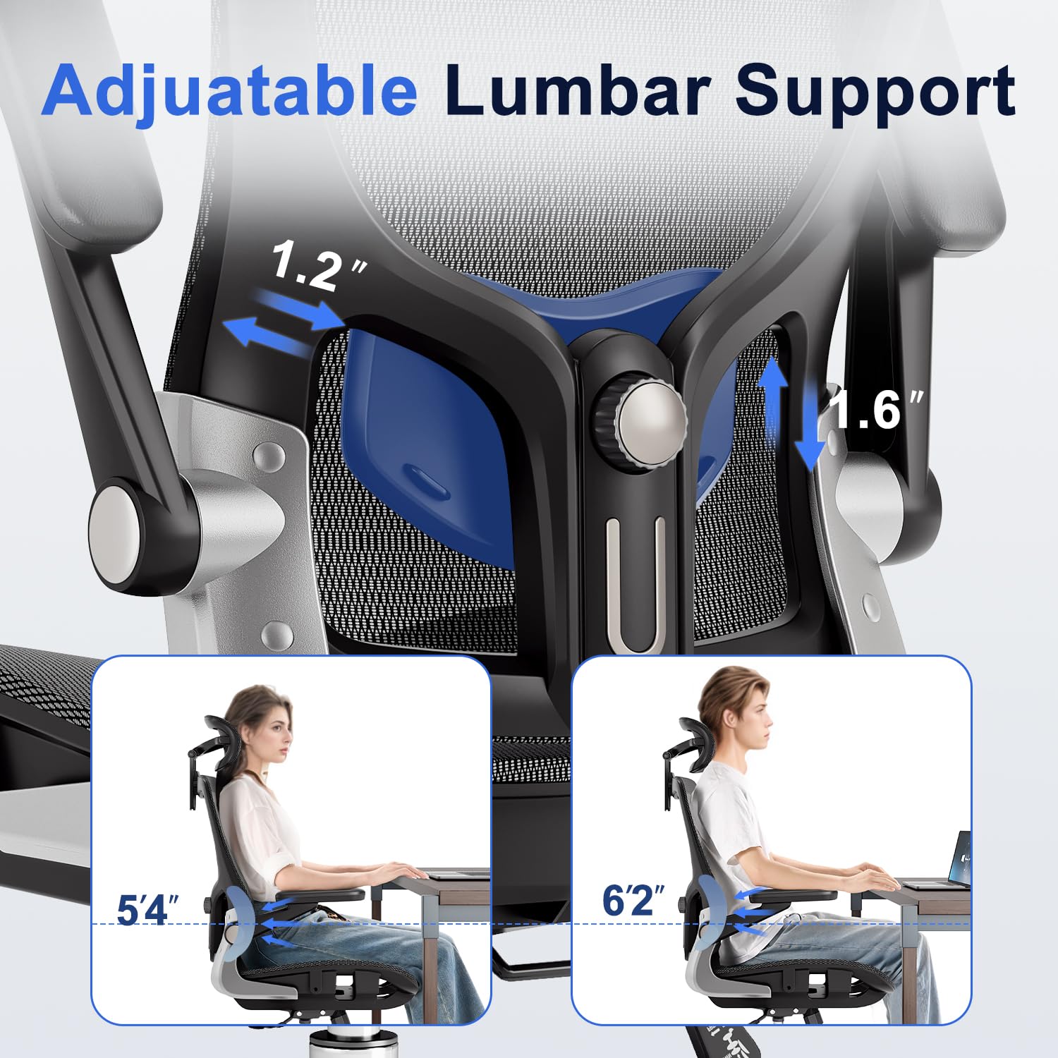 Ergonomic Mesh Office Chair with 3D Armrests & Lumbar Support