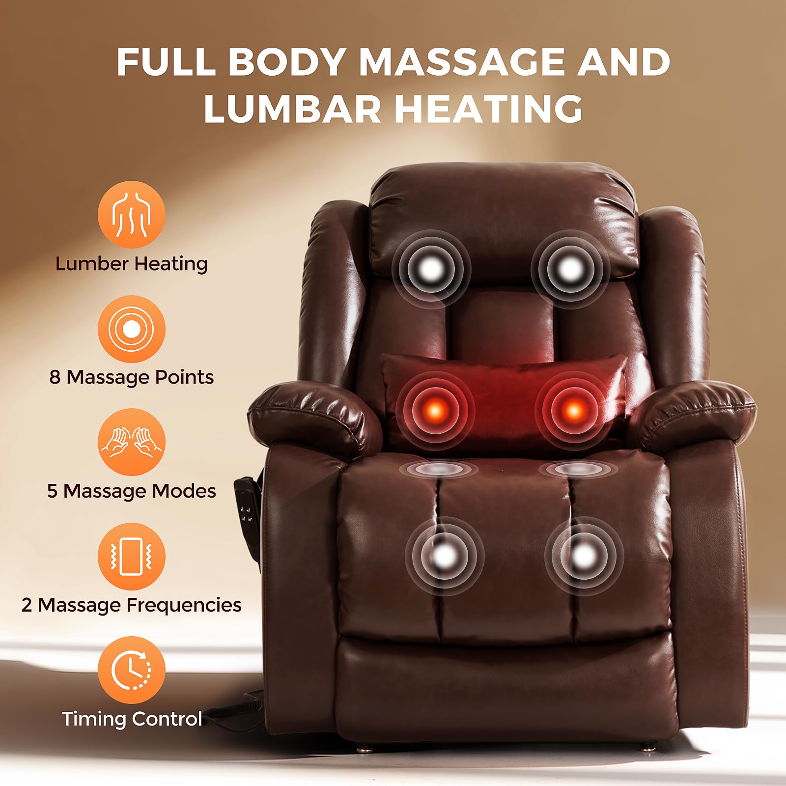 Power Lift Recliner Chair with Massage & Heat
