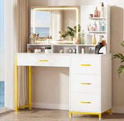 Vanity Desk with Mirror and Lights