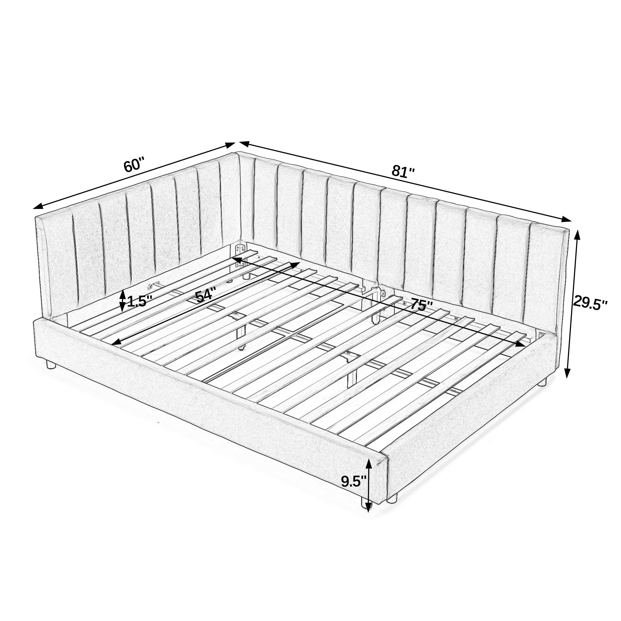 Bellemave Full daybed, Full Corner Bed, Upholstered Sofa Bed Frame with Comfortable Backrest and Armrests for Kids,Teens,Adults, Velvet, Beige