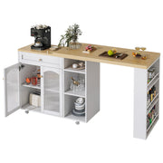 Rolling Kitchen Island with 360° Rotating Tabletop