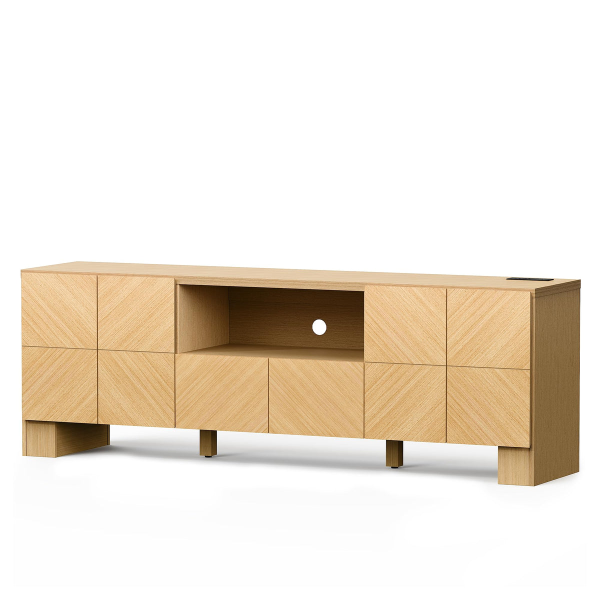 Natural Oak TV Stand with Outlet