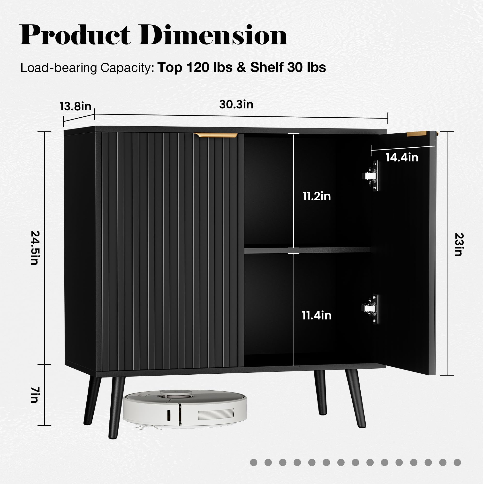 Fluted Buffet Cabinet Sideboard with 2 Doors