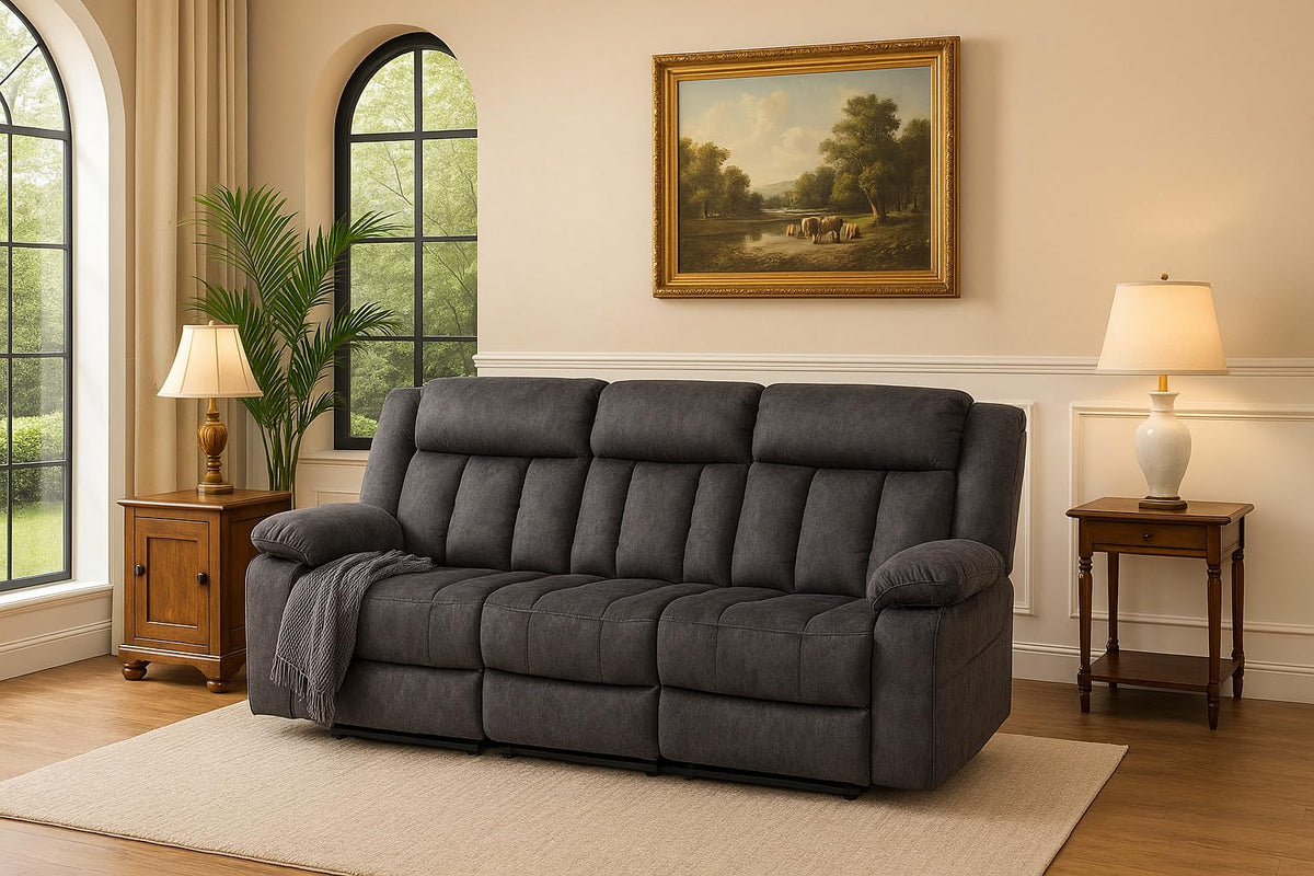 Gray Fabric Reclining Sofa