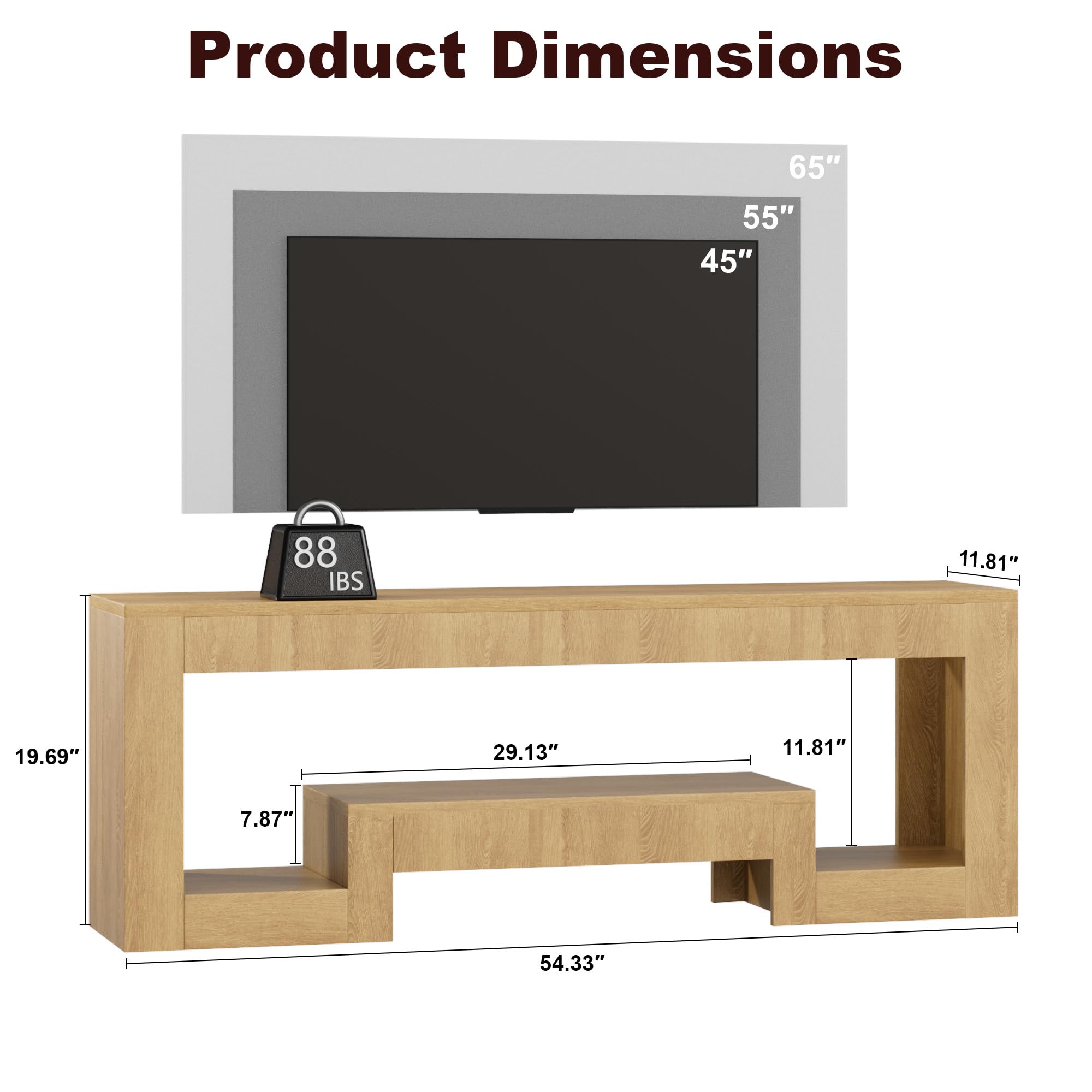 54" LED TV Stand with Open Storage