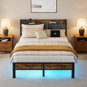 Bed Frame with LED Lights & Charging Station