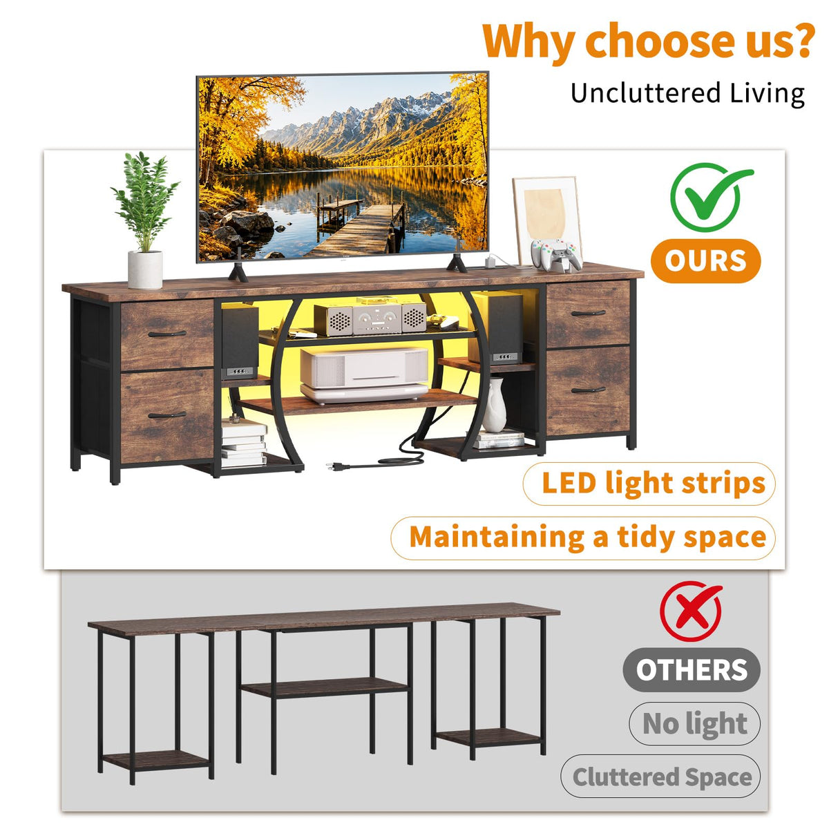 LED TV Stand with Power Outlets
