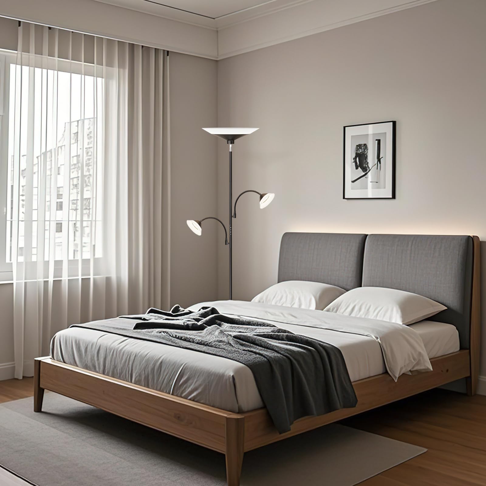 3-Light Dimmable LED Torchiere Floor Lamp
