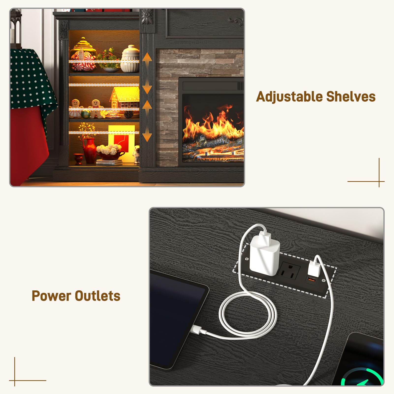 85" Electric Fireplace TV Stand with 36" Firebox