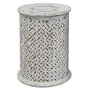 Antique White Mango Wood Drum Table