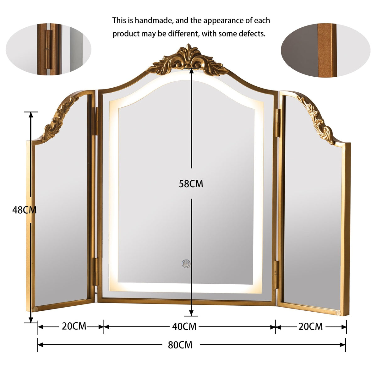 Antique Gold LED Vanity Mirror