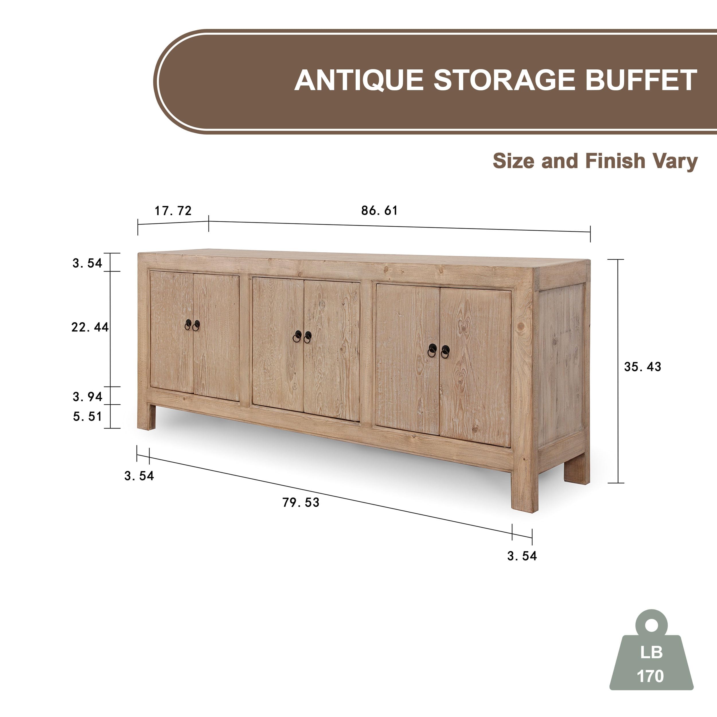 Artissance Home Reclaimed Wood Sideboard Buffet Cabinet with Storage – Rustic Buffet Sideboard Cabinet with 6 Drawers, Natural Wood Finish, 35.5” Tall for Dining Room, Living Room & Entryway