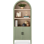 Best Choice Products 72" Tall Arched Pantry Cabinet w/Reeded Doors, 5-Tier Bookshelf, Armoire, Hutch, Bookcase, Storage Cabinet w/Adjustable Shelves, for Dining Room and Livingroom - Sage