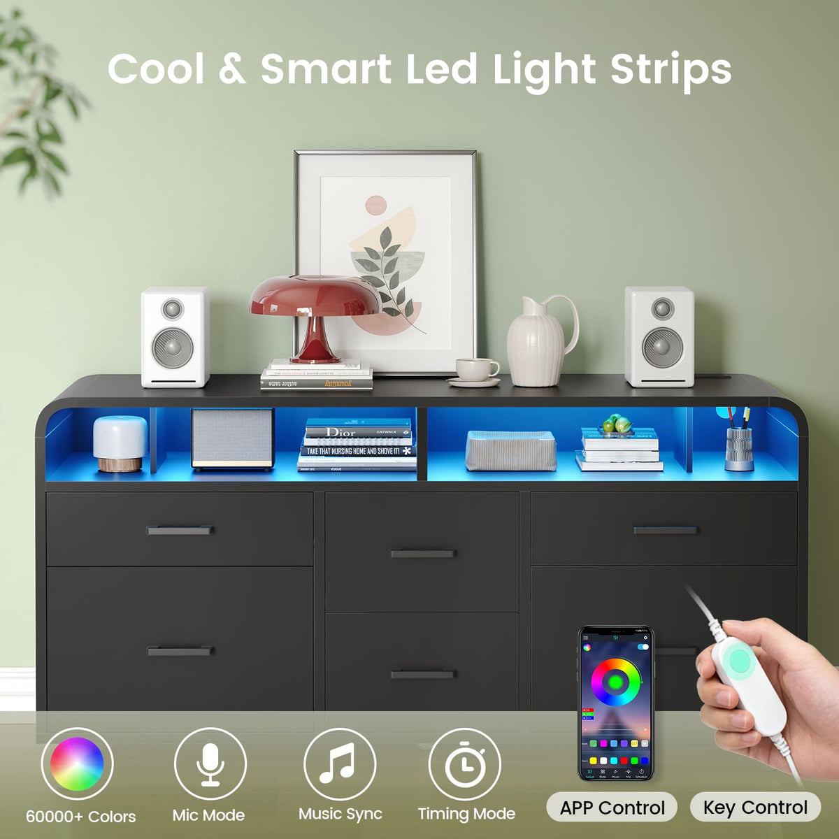 6-Drawer File Cabinet with Power Strip