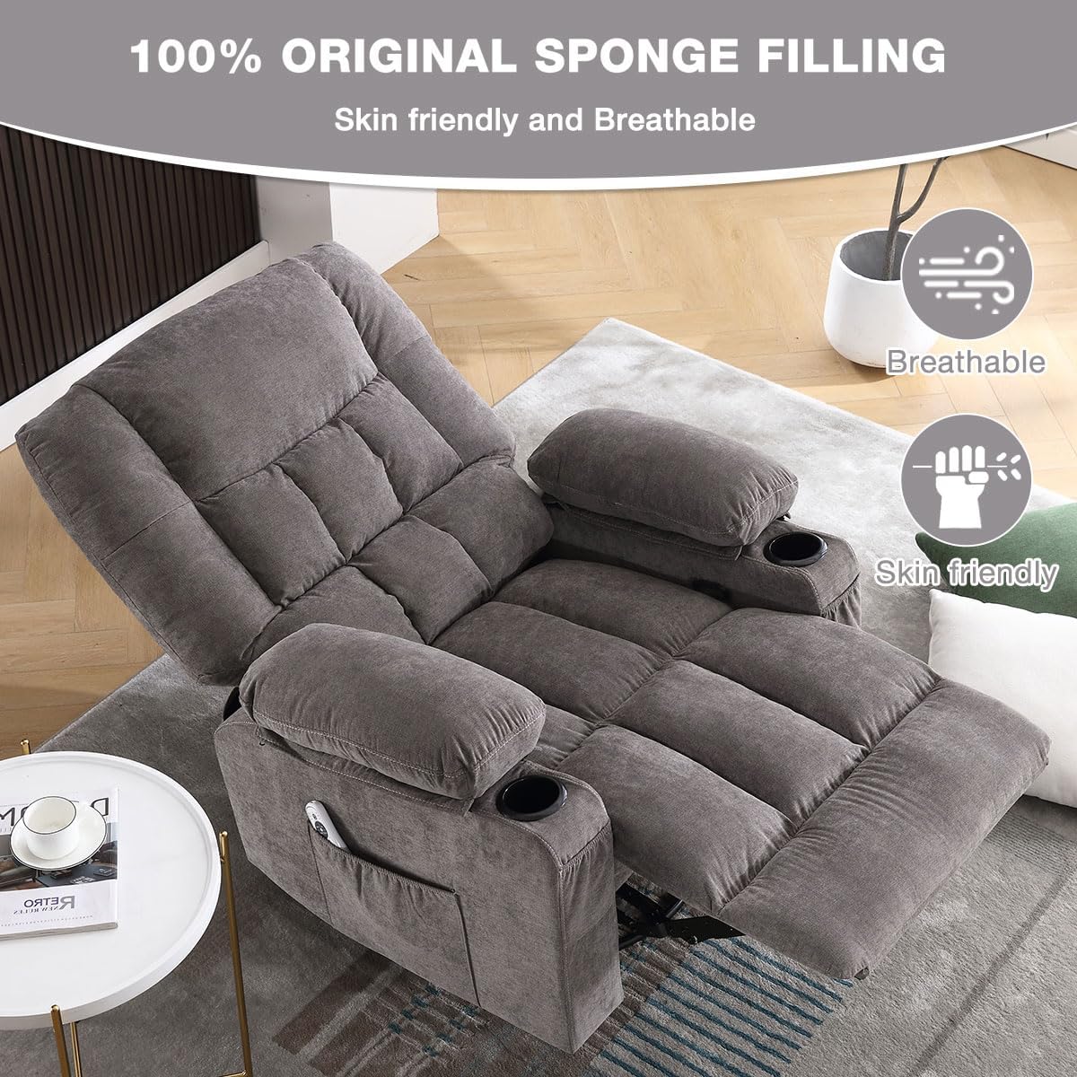 Heated Massage Swivel Rocker Recliner Chair