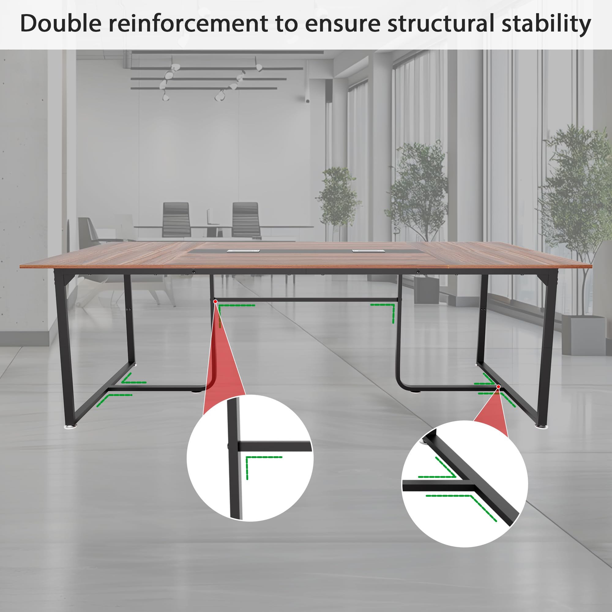 8FT Conference Table with Grommet & Adjustable Foot Pads