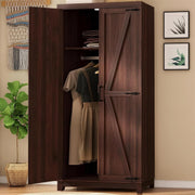 WERSMT 70" Tall Wooden Wardrobe Closet with Doors, Espresso