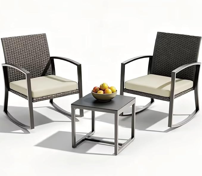 3-Piece Wicker Rocking Patio Set