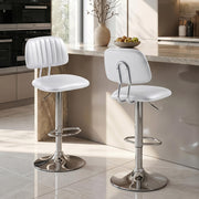 shipborne Bar Stools Set of 2, Swivel Barstools, Modern Bar Chairs, Silver