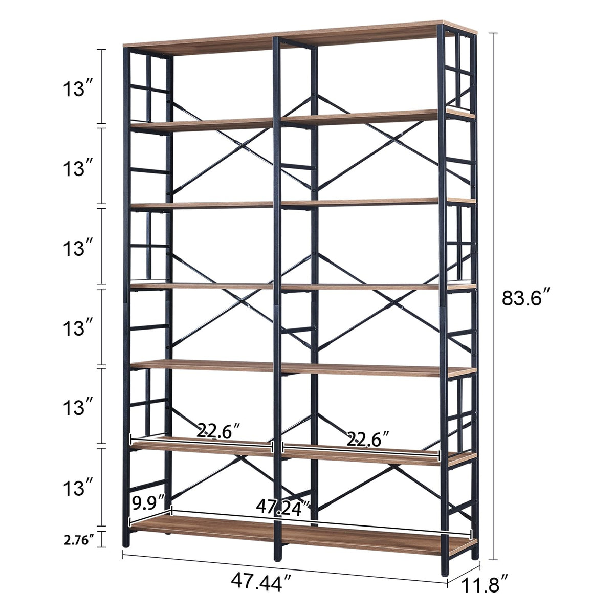 7-Tier Double-Wide Bookcase