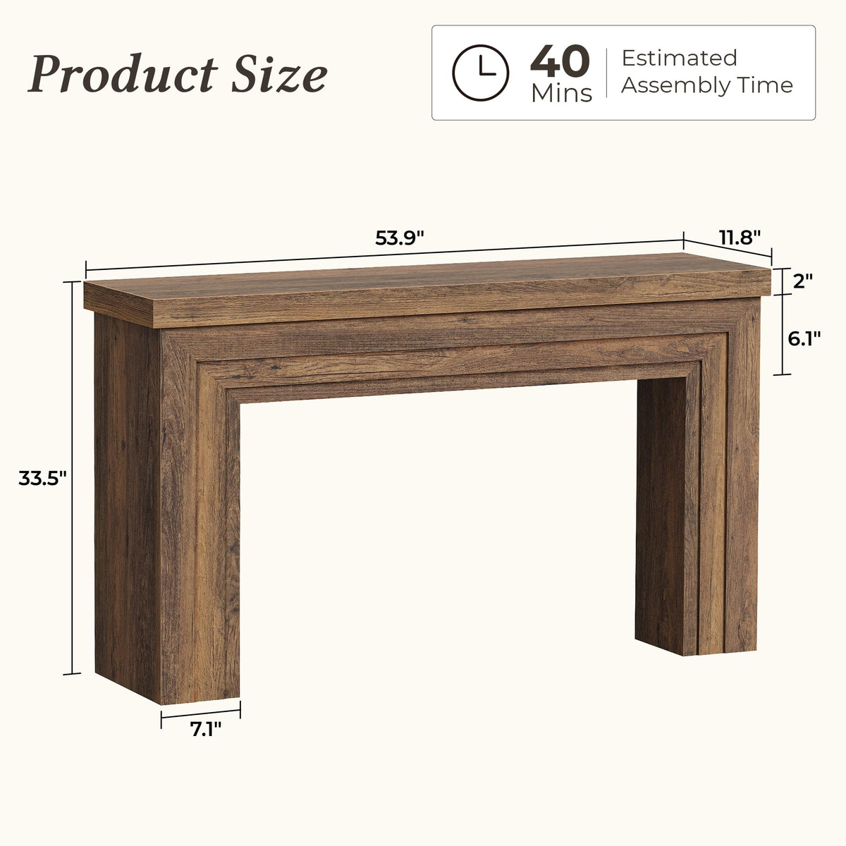 Huuger 54 Inch Entryway Table, Rectangular Console Table for Living Room