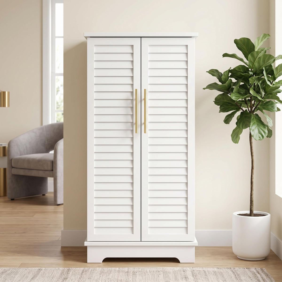 Hives and Honey Porsha Jewelry Armoire – Fully Locking with Mirror, 7 Drawers, Necklace Hooks & Ring Storage – Solid Wood Veneer, Anti-Tarnish Lining – White