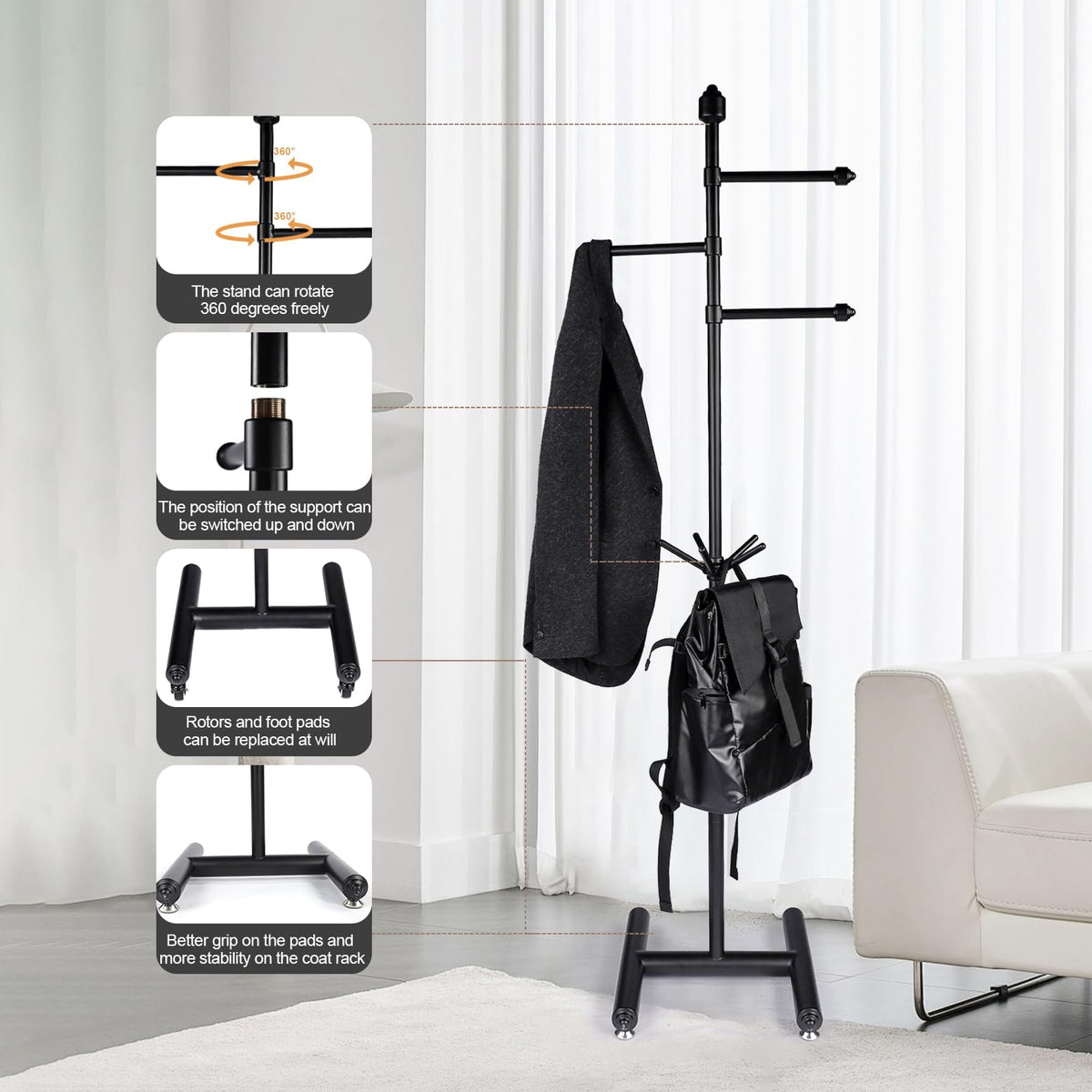 Adjustable Metal Coat Rack with Wheels