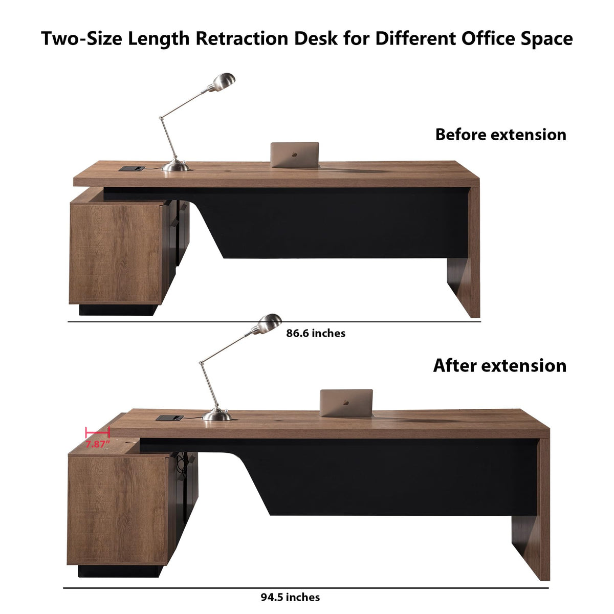 Adjustable L-Shaped Executive Desk