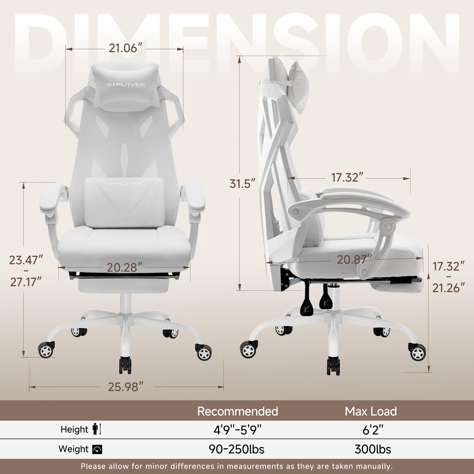 Ergonomic Mesh Gaming Chair with Footrest