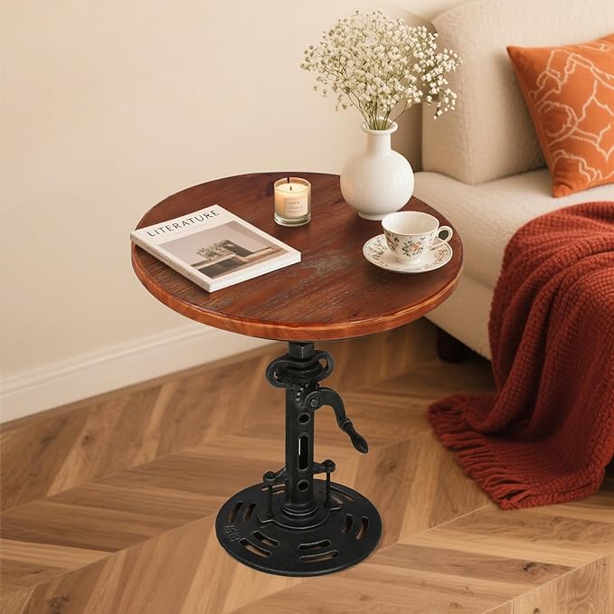 Round Industrial Adjustable Crank Table