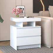 LED Nightstand with Charging Station & 2 Drawers
