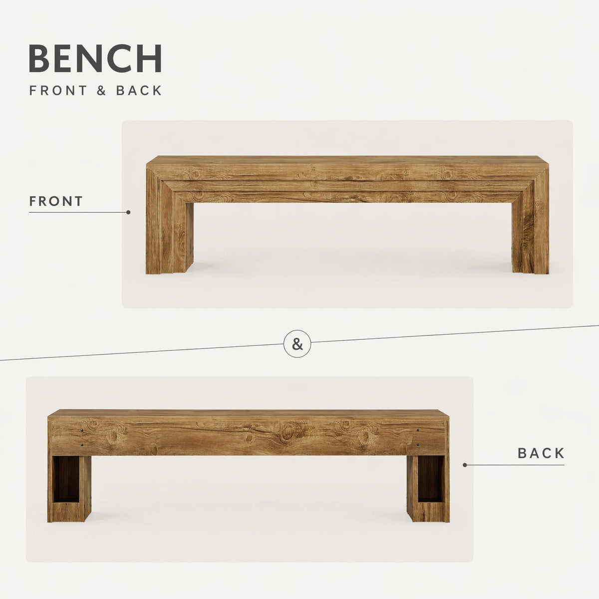 Tribesigns 71" Extra Long Dining Bench, Farmhouse Engineered Wood Bench