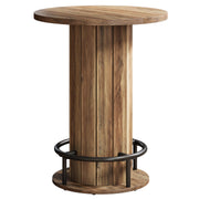 Round Farmhouse Bar Table with Footrest