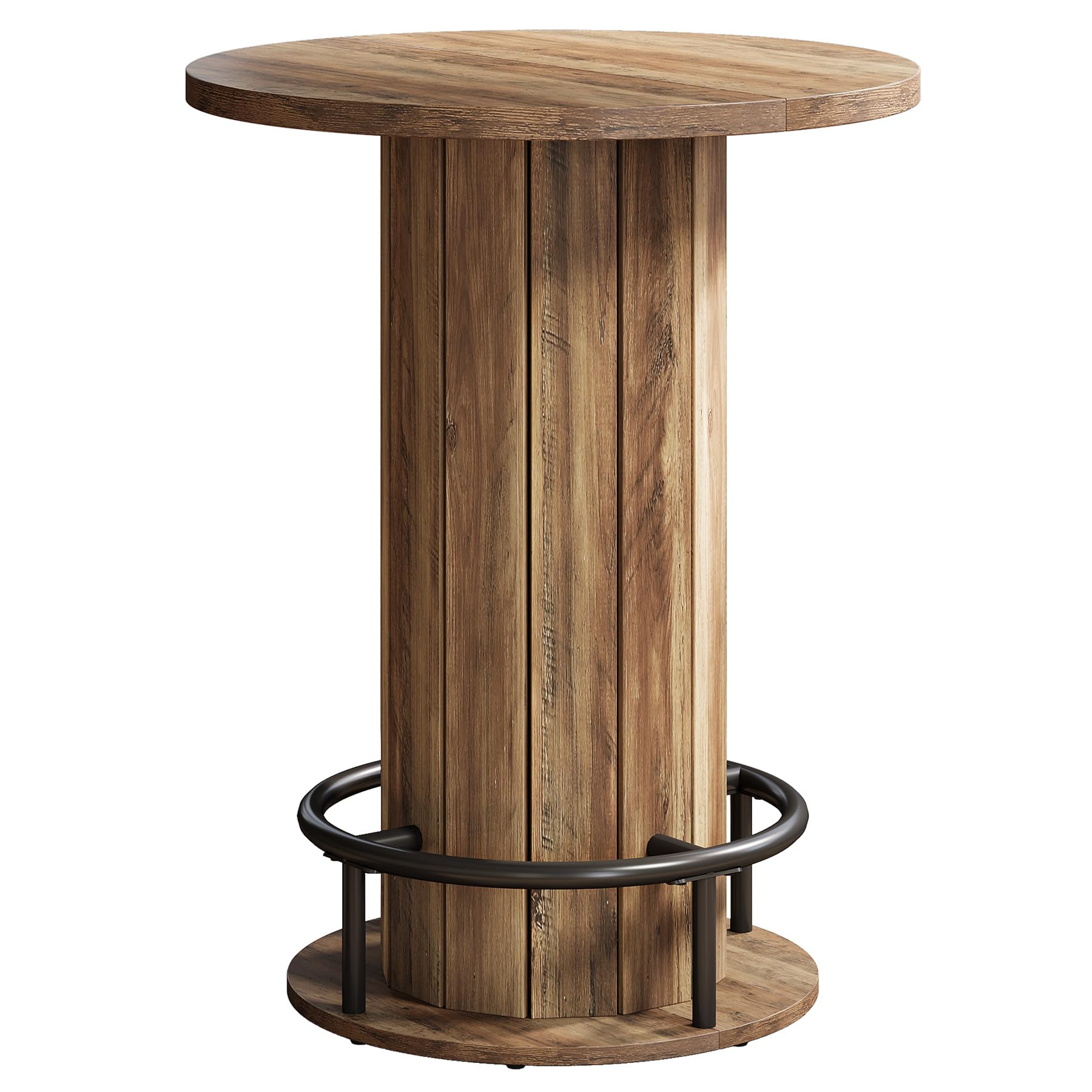 Round Farmhouse Bar Table with Footrest